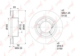 ���� ��������� ������������� (340x32) | ����� | LYNXauto BN1173 BN1173 ����