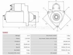 ������� Toyota Land Cruiser (J100, J200) 98-21 / Jaguar XJ 86-97 (2 kW/ Z=9) AS-PL S6063 S6063 ����