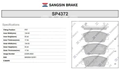 ������� ���������, �������� Sangsin Brake SP4372 SP4372 ����
