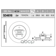 ���� ��������� (�����) Toyota Corolla (E150, E180) 06-19 / Auris 06-18 Sangsin brake ���. SD4616, ������ SD4616 ����