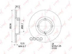 ���� ��������� ��������������� �������� (236x12,5) LYNXauto ���. BN1359 BN1359 ����