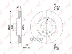 ���� ��������� ������������� �������� (276x26) LYNXauto ���. BN1348 BN1348 ����
