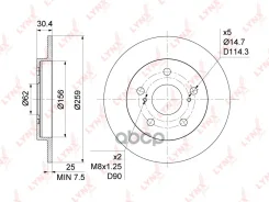 ���� ��������� ��������������� (259x9) | ��� | Toyota Auris(E15) 1.33-1.8 07- / Corolla(E15, E18) 1.33-1.8 07- 3,54 LYNXauto ���. BN1146 BN1146 ����