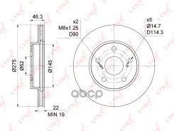 ���� ��������� ������������� (275x22) | ����� | Toyota Auris(E15) 1.33-1.8 07- / Corolla(E15, E18) 1.33-1.8 07- 6,2 LYNXauto ���. BN1171 BN1171 ����