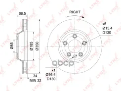 ���� ��������� ������������� �������� R (350x34) LYNXauto ���. BN1213R BN1213R ����