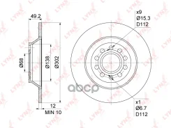 ���� ��������� ��������������� (302x12) | ��� | Audi A6 2.0-4.2 04-11 LYNXauto ���. BN1192 BN1192 ����