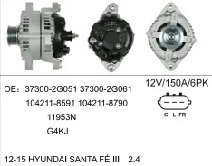 ��������� ��� Hyundai Santa FE 2.4 Hyundai Tucson / Hyundai Sonata ��� G4KJ ��� �������� C. L. FR 12V 150A 6PK (JL211) 373002G051 ����