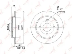 ���� ��������� ��������������� (252,5x10) | ��� | Lynxauto BN1020 BN1020 ����