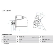 ������� 12V, 1.1KW Bosch 0986020350 0986020350 ����