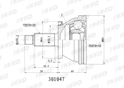 ���� ������� 20/30 (�������) Volkswagen FOX (5Z1, 5Z3) 2005.04- INKO 301047, �������� 301047 ����