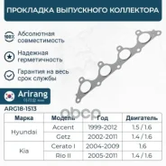��������� ���������� ���������� Hyundai (Accent 1.5 DOHC) 2852126600 Hyundai �����, ���������� Arirang ���. ARG18-1513 ARG181513 ����
