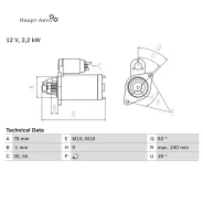 ������� 12V, 2.2KW Bosch 0 986 018 910 0986018910 ����
