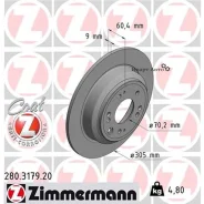 ���� ���� Honda Accord VIII 2.0-2.4 08- /Accord IX 2.4 14- ��� 305X9 (�� 70,2) Zimmermann 280.3179.20 280317920 ����