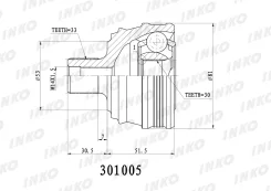 ���� ������� 33/30 ����� ����/��� AUDI�80�89, ��89Q, ��8A, ��B3��1987. �08- Inko 301005 301005 ����