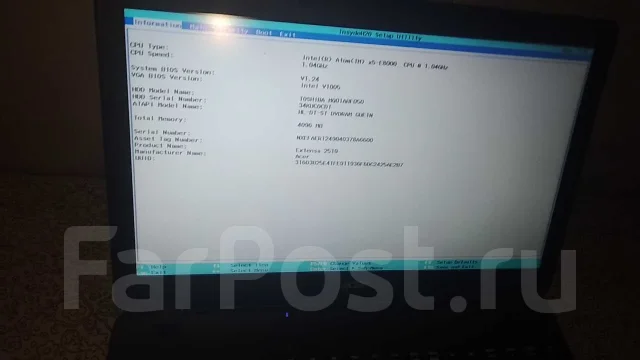 Acer Extensa EX2519-N15W4. 15.6", 1����, ��� 4 ��, ���� 500���, WiFi: 1, Bluetooth: 1, ����������� �� 3��. ����