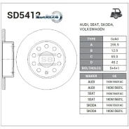 ���� ��������� (�����) Audi A3 03-13 / Skoda Octavia 04-13 Sangsin Brake SD5412, ������ SD5412 ����