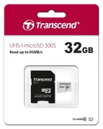 ���� ����� microSD 32GB Transcend microSDHC Class 10 UHS-1 U1, (SD �������), TLC ����