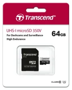 ���� ����� microSD 64GB Transcend microSDXC Class 10, UHS-I U1, High Endurance, (SD �������), R/W: 100/45 MB/s, 3D TLC ����