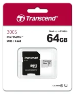 ���� ����� microSD 64GB Transcend microSDXC Class 10 UHS-I U1, (SD �������), TLC ����