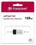 ���� ���������� 128GB Transcend JetFlash 890, USB 3.1 Gen 1, OTG Type-A/Type-C, ���������� ����