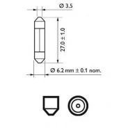 �����! (3W) 12V T6.2x27 SV6 ���������� �����. ��������� ���������, ��������� �����/ 12818CP_ 12818CP ����