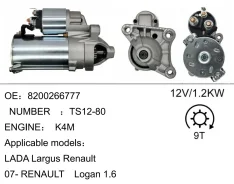 ������� ��� LADA Largus� 2007 ���� Renault Logan 1.6 ��������� K4M 12V 1.2KW 9T (JLJ249) 8200266777 ����