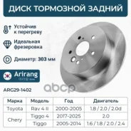 ���� ������� ������� D303mm Chery (Tiggo T11 05-14), Lifan (X60 11-), Toyota (RAV4 00-05) T113502075 Chery ����� Arirang ���. ARG29-1402 ARG291402 ���...