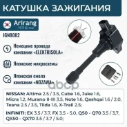 ������� ��������� Nissan (Qashqai 06-13, Versa 06-13, Note 05-12, X-Trail 07-13), Infiniti (FX 08-, 13-) 22448ED000 Nissan ����� Arirang ���. IGN8082...