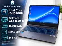 Thunderobot. 15.6", 5����, ��� 16 ��, ���� 512���, WiFi: 1, Bluetooth: 1, ����������� �� 8��. ����