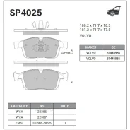 ������� ����. �������� Hi-Q Volvo XC60 16- (D1866) Sangsin Brake SP4025 Sangsin Brake SP4025 SP4025 ����