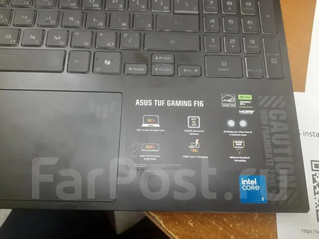 Asus TUF Gaming F16 FX607VU. 16", 4,8����, ��� 16 ��, ���� 512���, WiFi: 1, Bluetooth: 1 ����