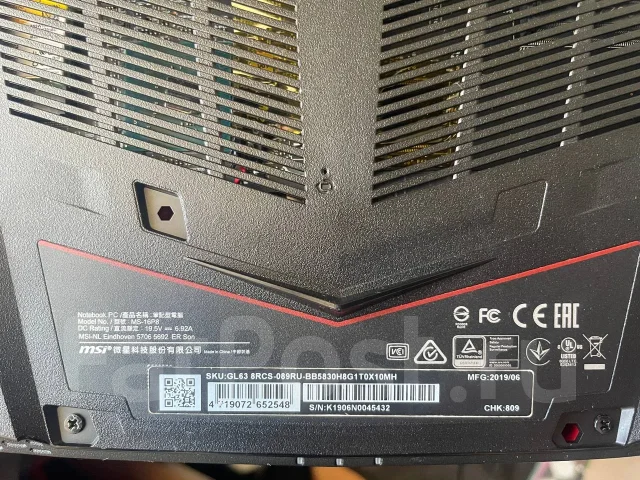 MSI GL63 8RCS. 15.6", 2,3����, ��� 8 ��, ���� 500���, WiFi: 1, Bluetooth: 1 ����