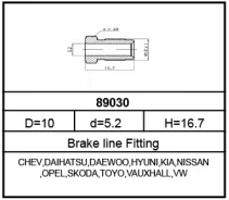 ������ ��������� ���������� ������ ��������� ������ M10 � 1 / L=16,7 mm / S=10 / D=5,2 mm Universal Frenkit 89030 89030 ����