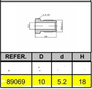 ������ ��������� ���������� ������ ��������� ������ M10 � 1 / L=18 mm / S=10 / D=5,2 mm Frenkit 89069 89069 ����