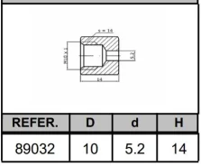 ������ ��������� ���������� ������ ��������� ������ M10 � 1 (�����) / L=14 mm / S=14 / D=5,2 mm Universal Frenkit 89032 89032 ����