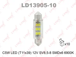 ����� ������������ LED C5W T11x39 12V SV8,5-8 SMDx6 6900K LED C5W T11X39mm 12V SV8,5 6900K X10 Lynxauto LD1390510 LD1390510 ����