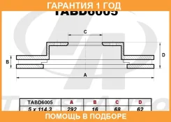 ��������� ���� (291,7x16x68x61,7x5) Trustauto / TABD6005 �������� 12 ��� TABD6005 ����