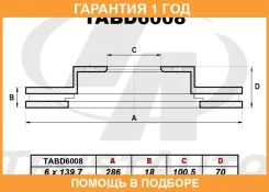 ��������� ���� (285.5x18x100.5x70x6) Trustauto / TABD6008 �������� 12 ��� TABD6008 ����