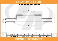 ��������� ���� (294,5�25�62�49,5�5) Trustauto / TABD8004 �������� 12 ��� TABD8004 ����