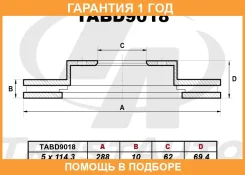 ��������� ���� (288x10x62x69.4x5) Trustauto / TABD9018 �������� 12 ��� TABD9018 ����