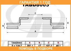 ��������� ���� (287x17x107x46,5x5) Trustauto / TABD8003 �������� 12 ��� TABD8003 ����