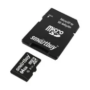����� ������ MicroSDXC SmartBuy 64GB cl10 UHS-I + SD, SB64GBSDCL10-01 ����