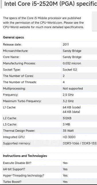 Intel Core i5-2520M ����