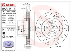 ���� ��������� (�������) Mercedes-Benz S-Class 05-13 / CL-Class 06-14 / SL-Class 01-12 Brembo 09A81711, �������� 09A81711 ����