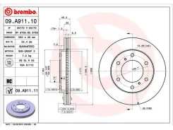 ���� ��������� (�������) Mitsubishi Pajero 99-20 / Montero 06- Brembo 09A91110, �������� 09A91110 ����