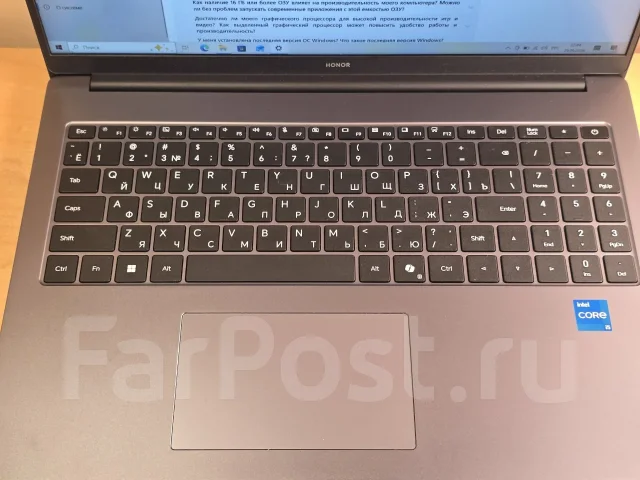 Honor MagicBook X 16. 16", 2����, ��� 16 ��, ���� 512���, WiFi: 1, Bluetooth: 1, ����������� �� 7��. ����