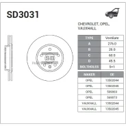 ���� ��������� ��������! Chevrolet Aveo/Cruze 1.2-2.0CDi, Opel Astra J 1.4-2.0CDTi 09 Sangsin Brake SD3031 SD3031 ����