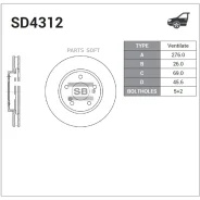 ���� ��������� ��������! Mitsubishi Lancer/SpaseRunner 2.0i/2.4GDi 00-07 Sangsin Brake SD4312 SD4312 ����