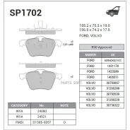 ������� �������� ���.! Ford S-Max, Volvo S80/V70/XC70 2.0-4.4 06 SP1702 Sangsin Brake SP1702 SP1702 ����
