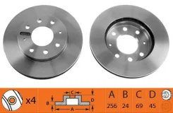 ���� ��������� �������� Mitsubishi Carisma 96-07/Volvo S40 95-04 /Vent D=256mm SB Nagamochi BR23101T BR23101T ����